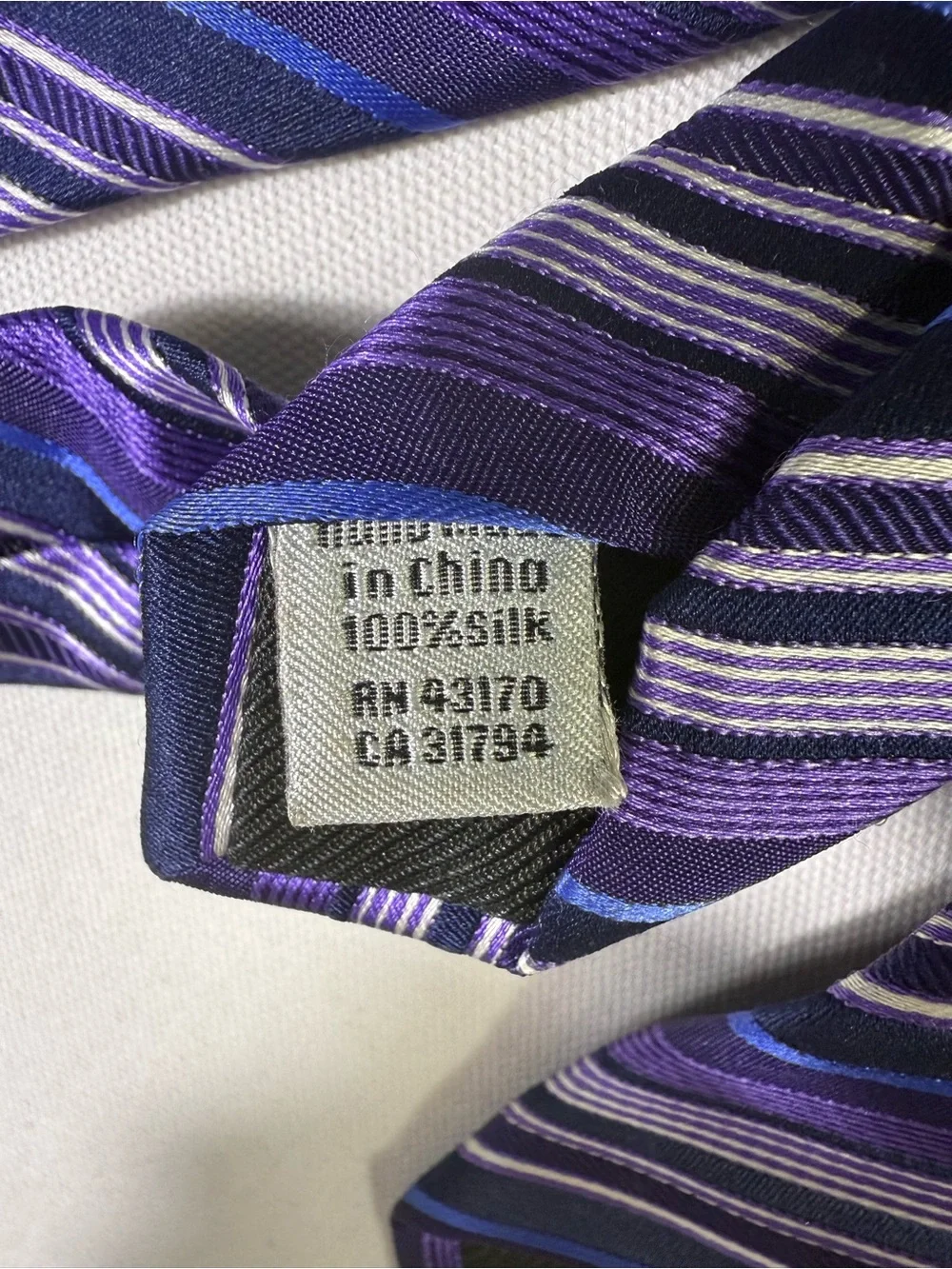 Geoffrey Beene Purple and Black Striped Silk Tie